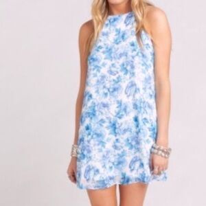 Show me Your MUMU Mini Blue Floral Halter Dress M